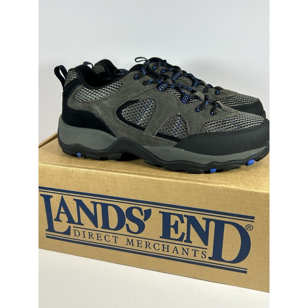 Lands End Mens Gray Suede Outdoor Lace Up Trail Hiking Shoes Size 10M #79770 NEW